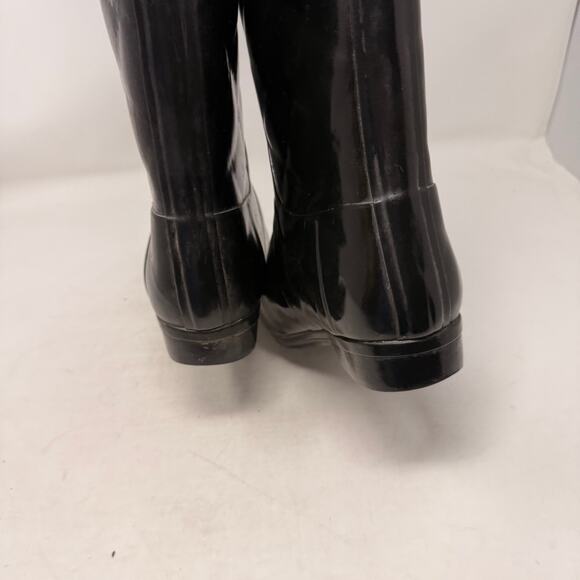 Hunter Regent Savoy Quilted Gloss Wellington Boots Black Waterproof Size 6 - Picture 6 of 12